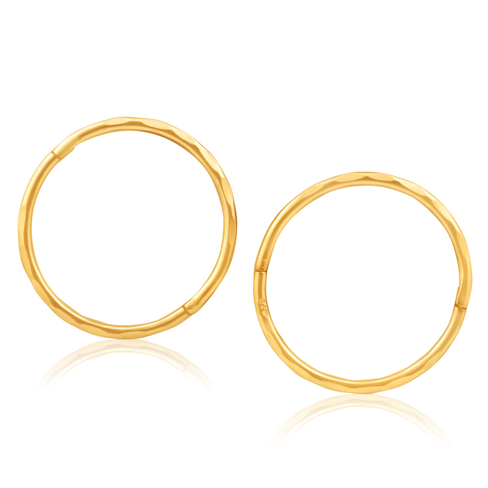 9ct Yellow Gold 16mm Faceted Sleepers Earrings for Women - Hypoallergenic Stud Earrings for Sensitive Ears - Perfect for Everyday Wear, Work & Special Occasions