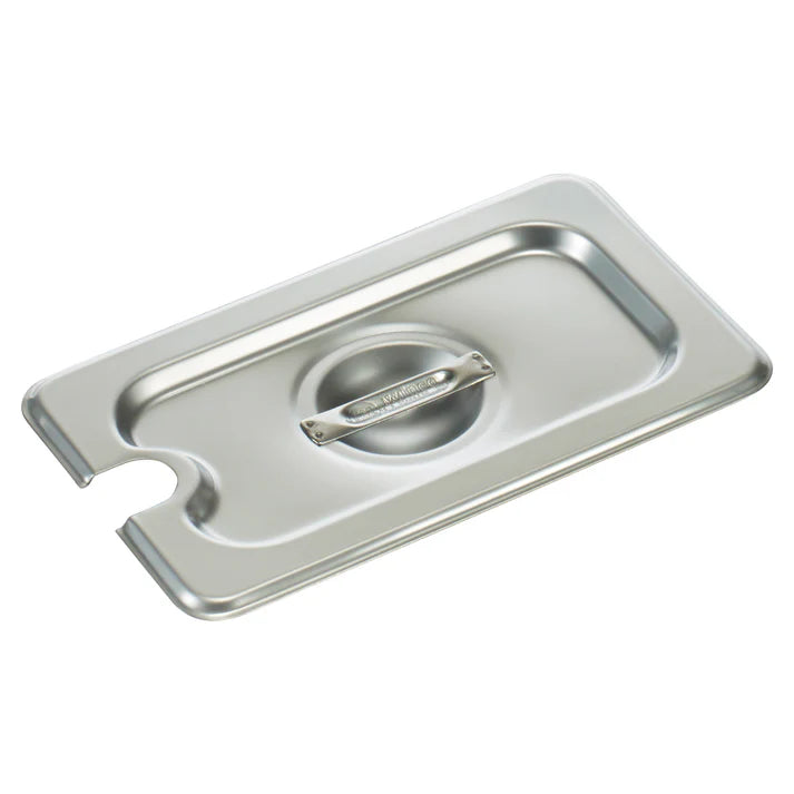 Stainless Steel 1/9 Size Slotted Food Pan Cover - Commercial Kitchen Lid for Steam Table & Food Warming - NRE #018831