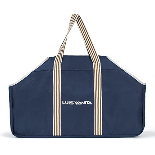 Heavy Duty Waxed Canvas Firewood Carrier Bag with Handles - Indoor & Outdoor Fireplace Log Tote for Camping, Firewood Storage, and Fireplace Use (Navy Blue) - Perfect for Camping Trips, Backyard Fire Pits, and Cozy Home Fireplaces