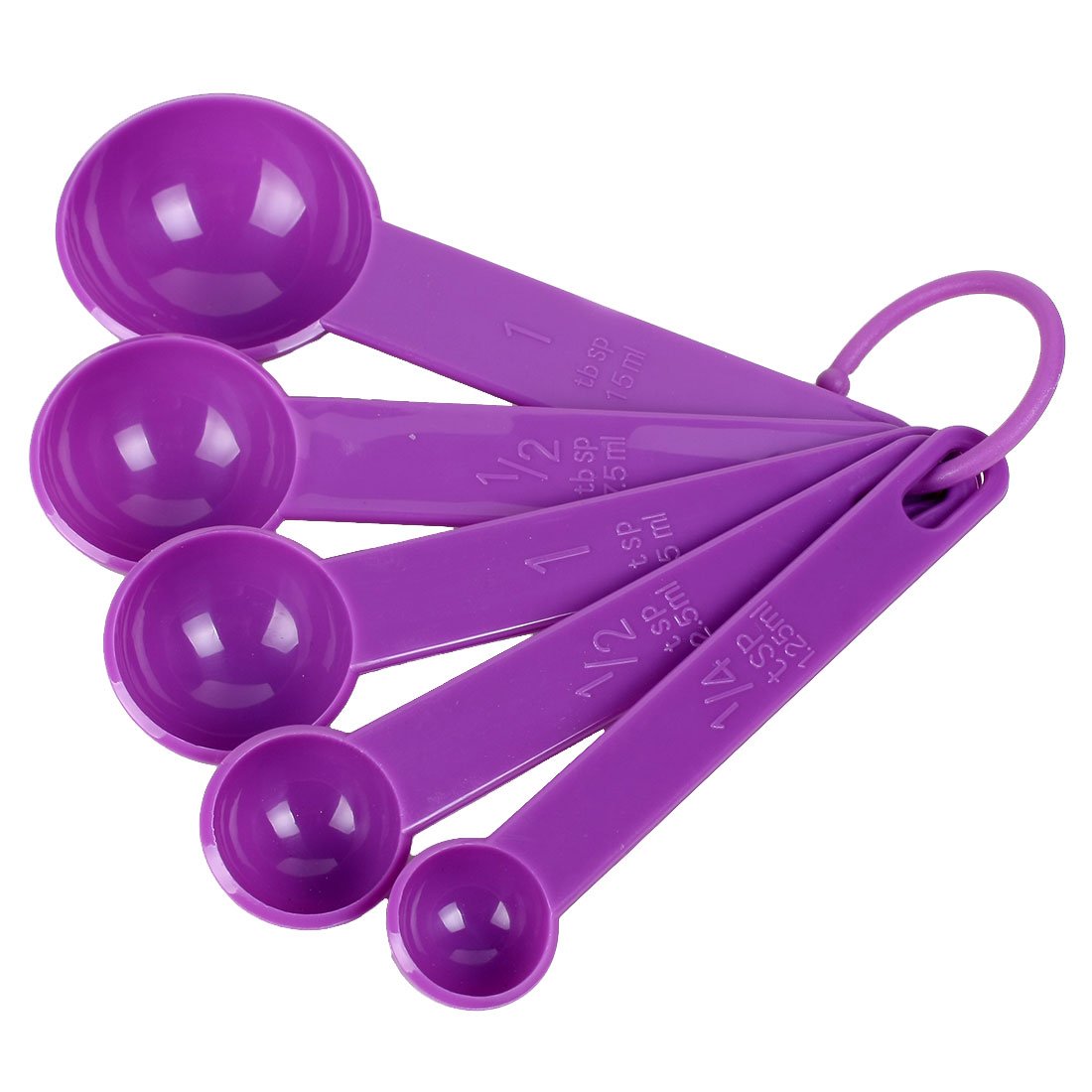 uxcell 5-in-1 Plastic Measuring Spoon Set for Kitchen, Tea, Coffee & Baking - Purple | Perfect for Measuring Spices, Powder, Liquid & Dry Ingredients