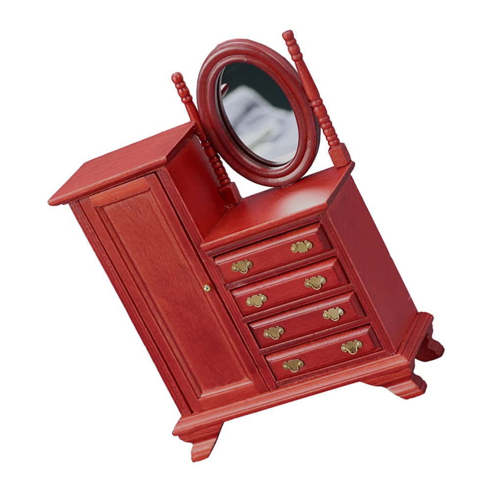Miniature Dollhouse Dressing Table with Mirror - Cute Vanity Table for Dollhouse Bedroom Furniture Set - Perfect for DIY Dollhouse Decor & Miniature Collectors (Great for Kids' Playtime & Home Decoration)
