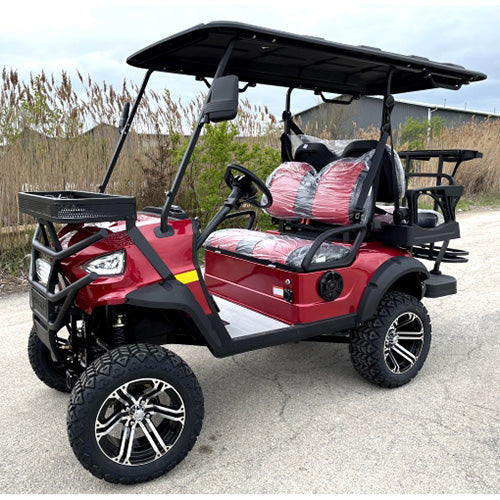48V Electric Golf Cart 4 Seater - Lifted Renegade+ Edition Utility UTV | Compare to Coleman & Kandi | Red | Perfect for Golf Courses, Campuses & Resort Transportation