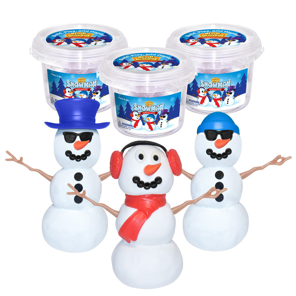 Build Buddiez Snowman Foam Craft Kit 3 Pack - DIY Winter Craft for Kids Ages 5+, Fun Holiday Activity for Classroom & Home Decor, Creative Christmas Gift for Boys & Girls