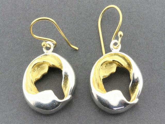 22Kt Gold on Silver Crown Wreath Drop Earrings - Elegant Dangle Jewelry for Weddings, Parties & Special Occasions