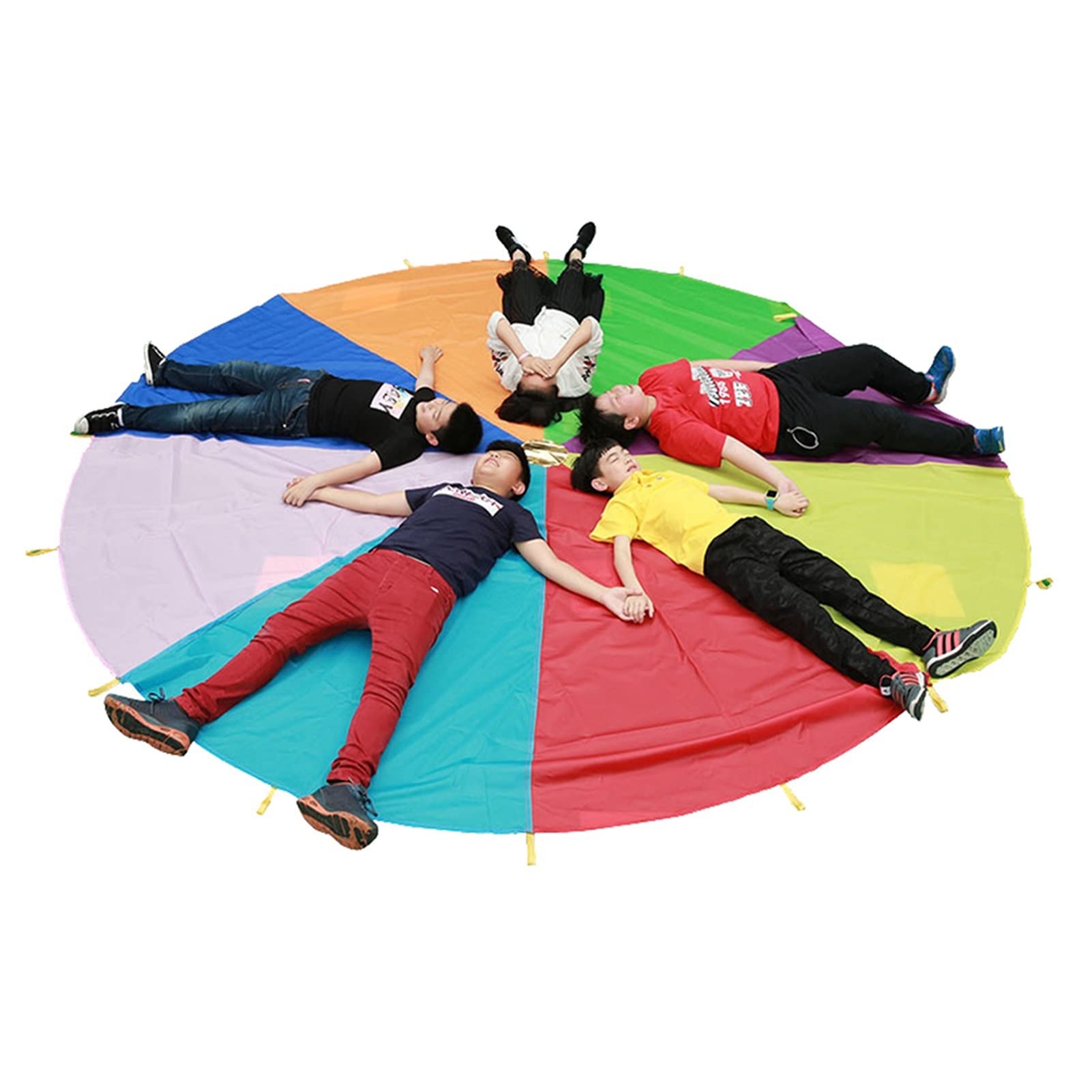 Colorful 7m/22.96ft Play Parachute for Kids & Adults - Durable Oxford Cloth Outdoor Game Toy with Handles - Perfect for Backyard, School, Birthday Parties & Team Building Activities