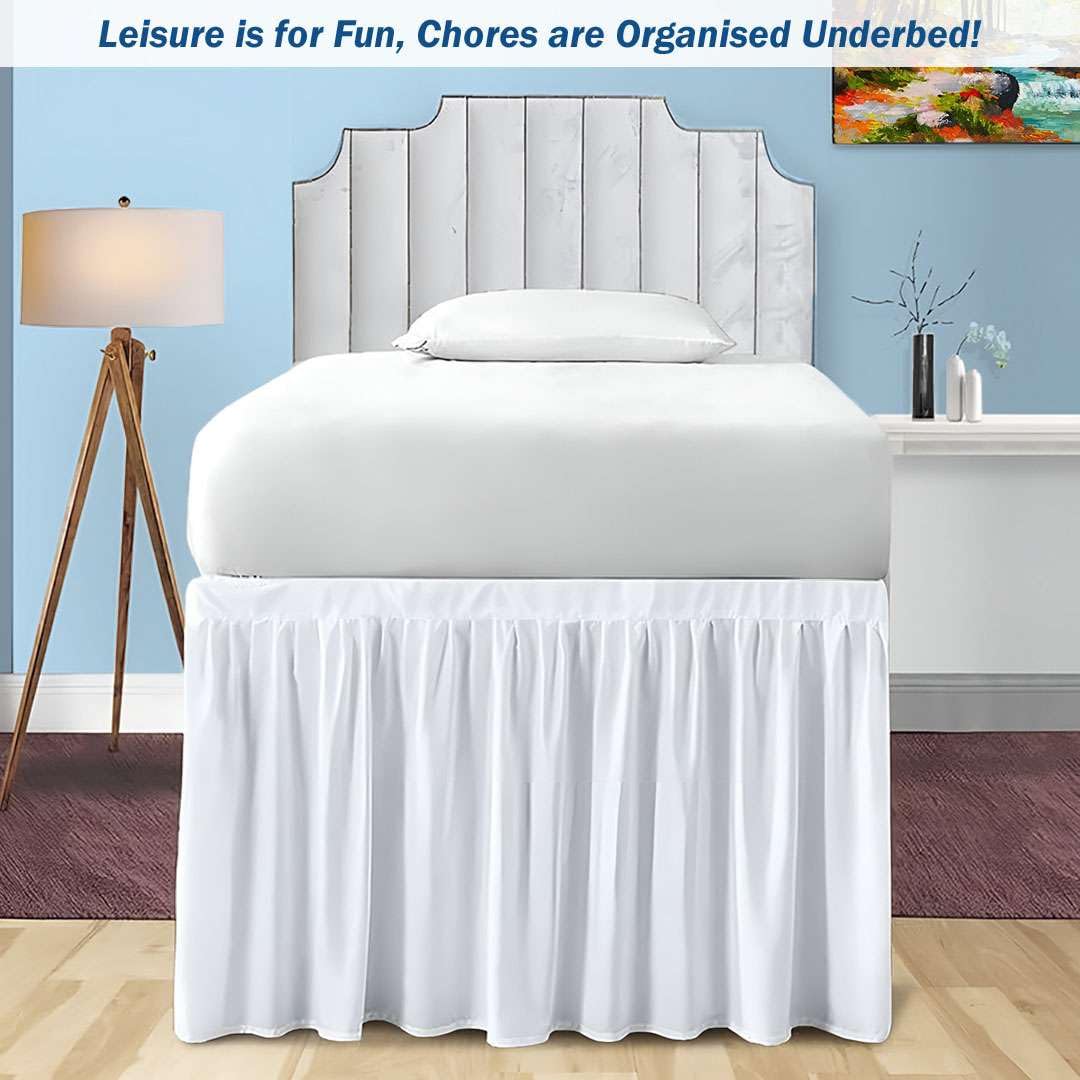 Twin XL Bed Skirt for College Dorm - 42 Inch Drop Microfiber Ruffled Bedding Skirt - Extra Long Twin XL Dorm Room Bed Skirt (White) - Perfect for Dorm Decor & Enhancing Bedroom Aesthetics