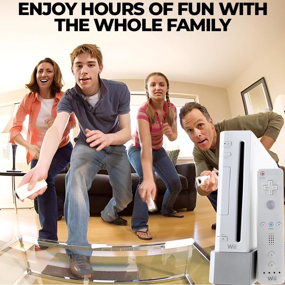 Nintendo Wii Console Bundle - White Wii System with 2 Motion Controllers & Nunchuks, Charging Dock, Rechargeable Batteries & Sensor Bar (Renewed) - Perfect for Family Game Nights & Party Entertainment