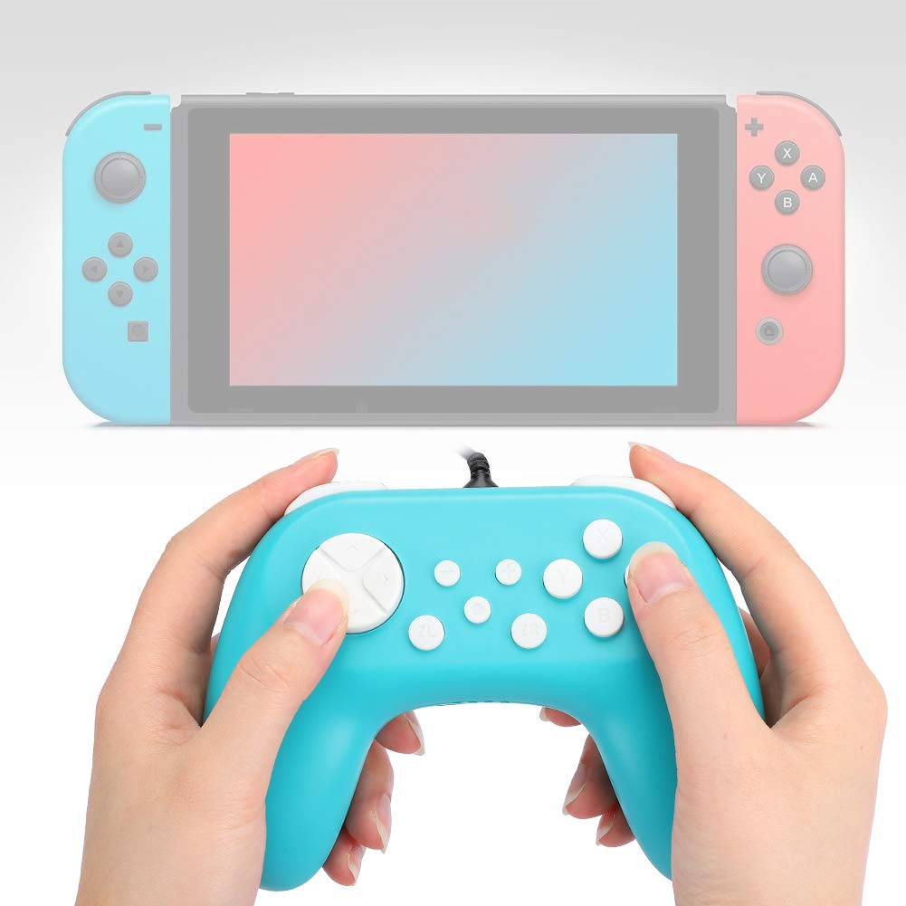 Wendry Wired Gamepad Controller for Nintendo Switch - Compact, Lightweight, Ergonomic Hand Grip with Vibration Motor - Green Gaming Controller for Kids & Adults - Perfect for Mario Kart, Smash Bros & Party Games