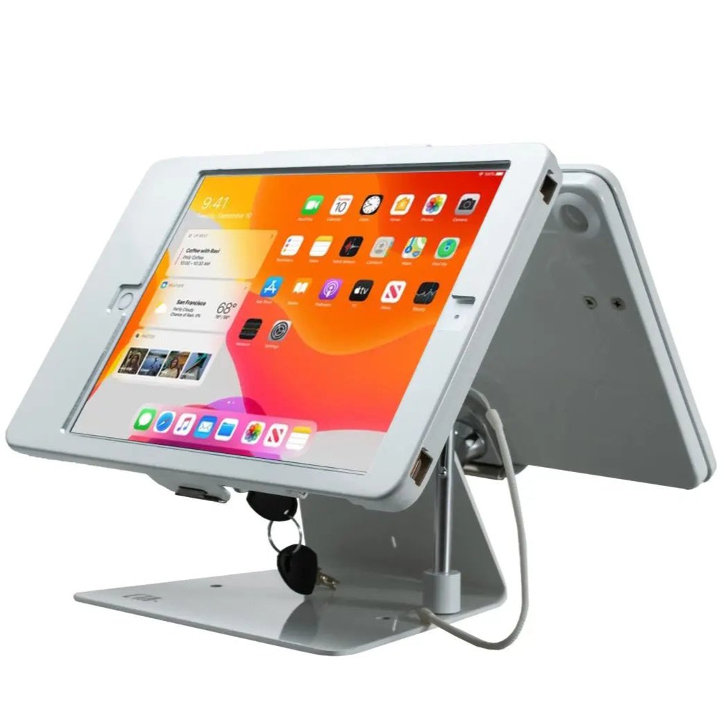 Secure Dual Tablet Kiosk Stand - Heavy Duty Adjustable Mount for iPad & Android Tablets - Perfect for Retail Stores, Restaurants & Self-Service Kiosks