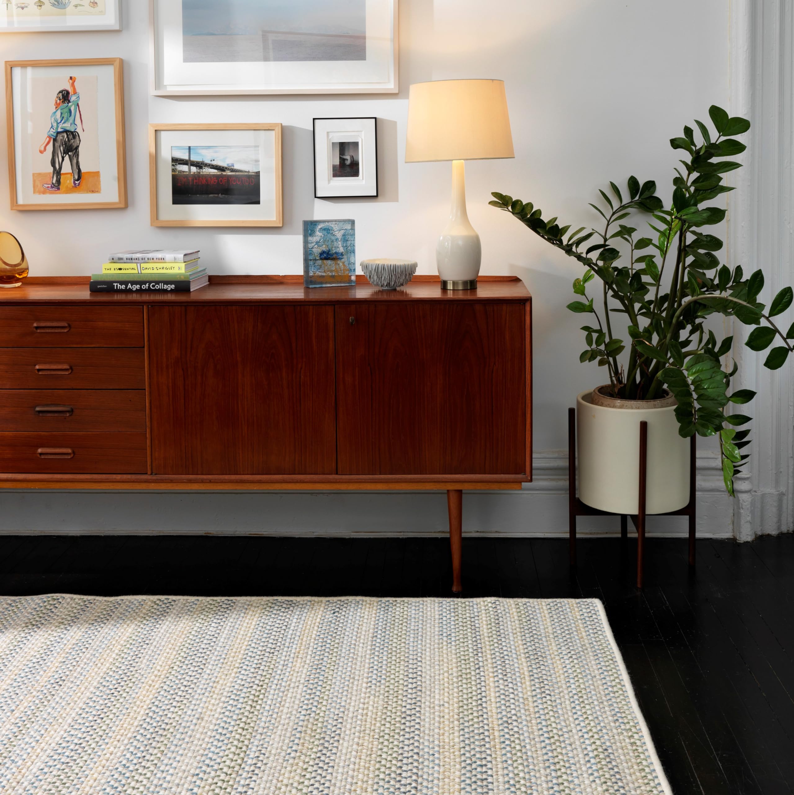 Premium Chapman Wool Rugs 5x8 Feet - Soft Handmade Peacock Blue Natural Fiber Area Rug for Living Room, Bedroom & Home Decor