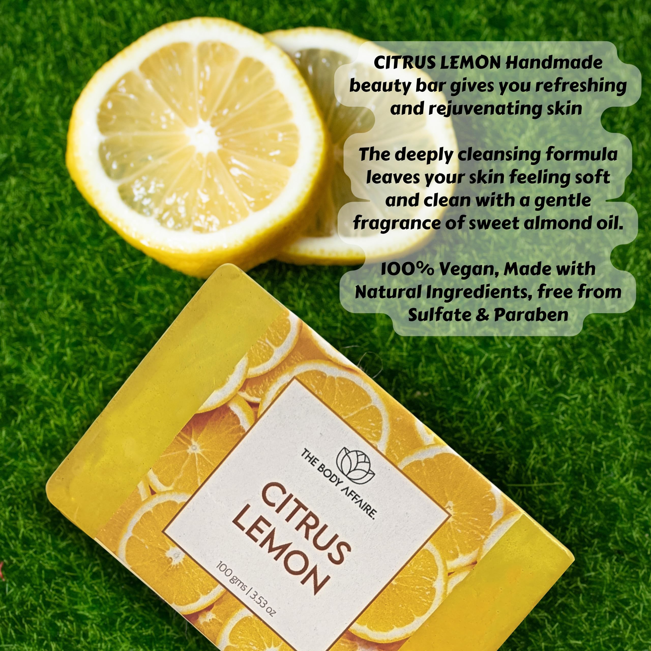 FORGANIK Handmade Soap by The Body Affaire - 100g Citrus Lemon Scented Natural Soap for Sensitive Skin | Moisturizing & Refreshing Bath & Body Care | Perfect for Daily Use, Gifts & Spa Relaxation