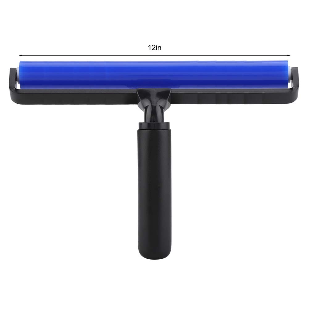 Anti-Static Silicone Roller for Lint & Dust Removal - 12 Inch Manual Cleaning Tool (Blue) - Perfect for Pet Hair, Clothes, Furniture & Car Interiors
