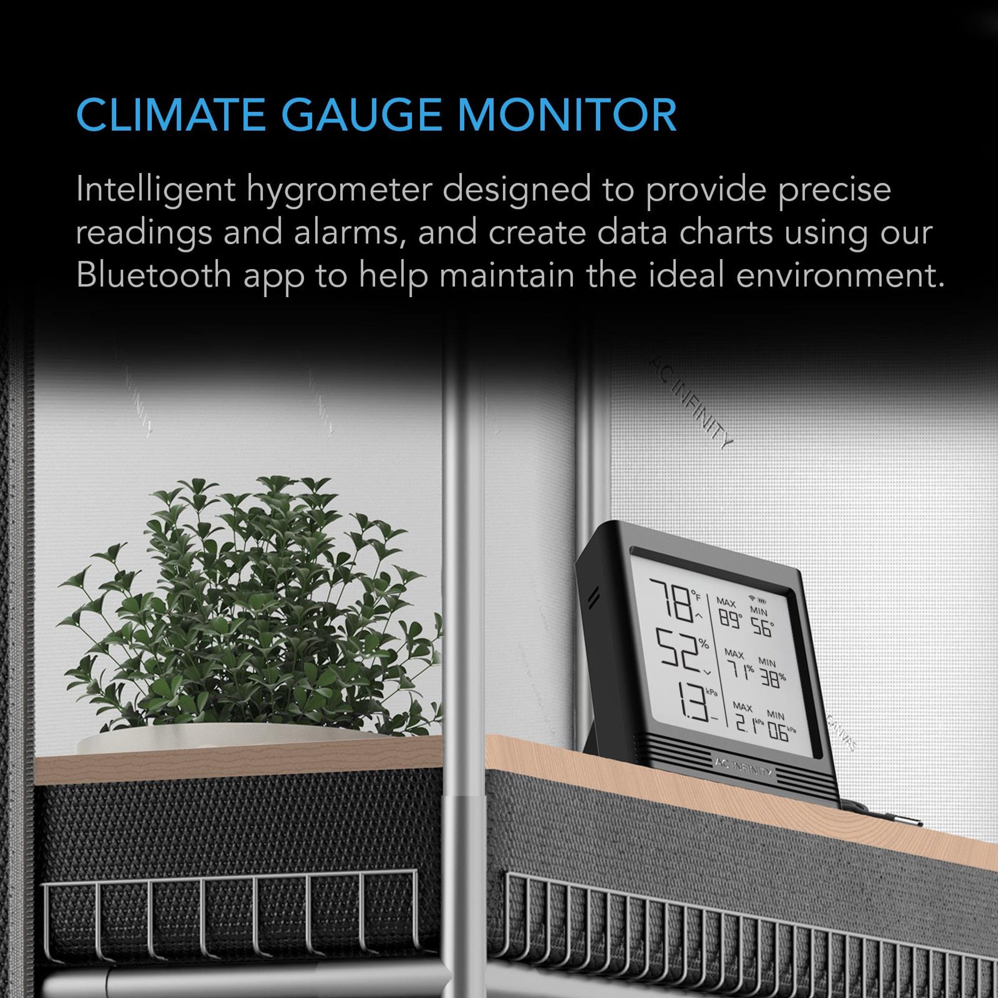 Cloudcom B1 Smart Thermo Hygrometer with Data APP - Wireless Temperature Humidity Monitor with 12ft Sensor Probe for Home, Greenhouse, Wine Cellar & Industrial Use