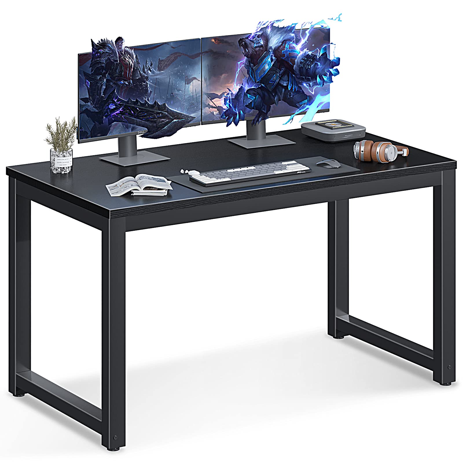 Coleshome 47 Inch Sturdy Modern Computer Desk - Home Office Desk, Study & Writing Desk with Durable Construction, Black - Perfect for Small Spaces, Remote Work & Online Classes