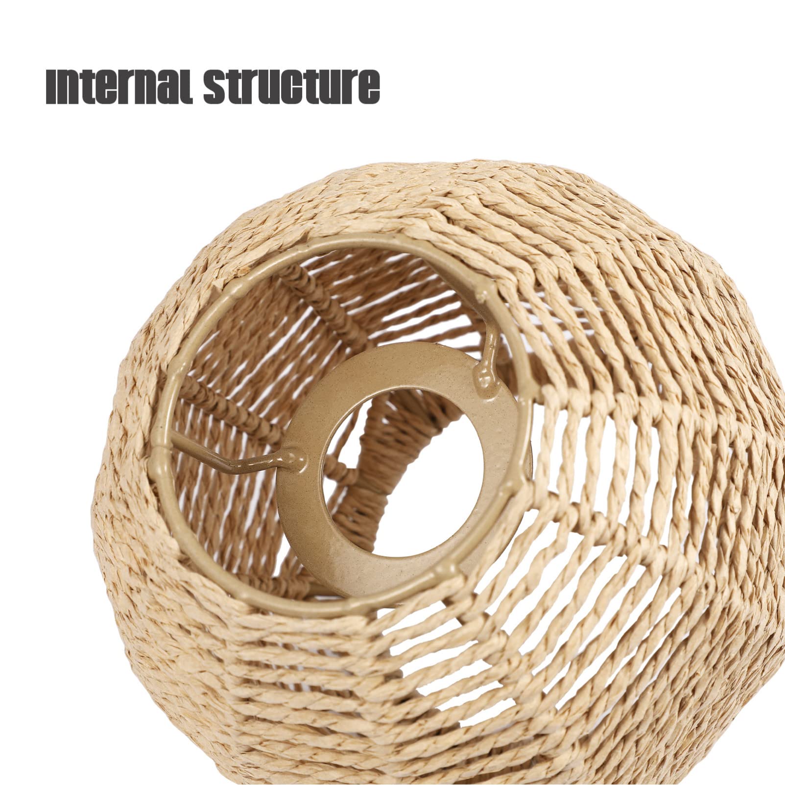 Handwoven Paper Rope Pendant Lamp Shade - Natural Rattan Style Ceiling Light Cover for Bulbs - Perfect for Living Room, Bedroom, Office & Hotel Decor - Boho Chic Lighting Fixture for Table Lamps, Floor Lamps & Ceiling Fans