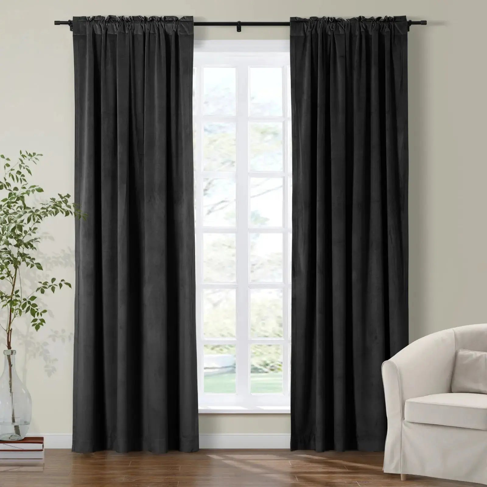 Luxury Birkin Velvet Curtains - Soft Blackout Drapes for Living Room & Bedroom - Premium Soundproof Thermal Insulated Window Treatments for Home Decor