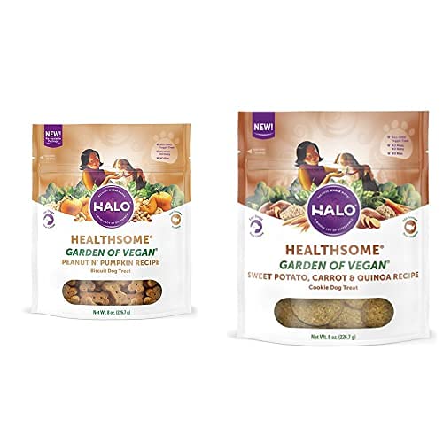 Halo Garden of Vegan Dog Treats - Healthy Low Calorie Plant-Based Training Snacks for Small, Medium & Large Dogs | All-Natural Vegan Rewards Variety Pack (8oz x 2 Bags) | Perfect for Obedience Training, Positive Reinforcement & Weight Management | Ideal for Home, Park Walks, Travel, Vet Visits & Daily Rewards