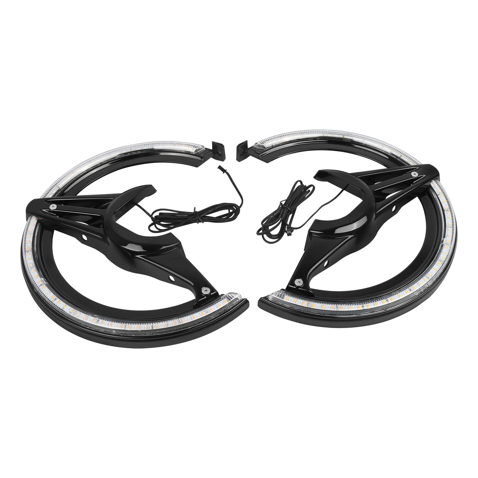 Worldmotop Chrome Motorcycle Brake Disc Rotor Covers with LED Lights - Compatible with Honda Goldwing 1800 GL1800 (2018-2021 Models) - Yellow Light - Enhances Safety & Style for Night Riding