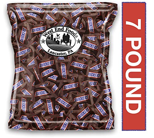 SNICKERS Minis Size Chocolate Candy Bars - 7 Pound Bulk Bag - Perfect for Halloween, Parties, Office Snacks & Gift Baskets