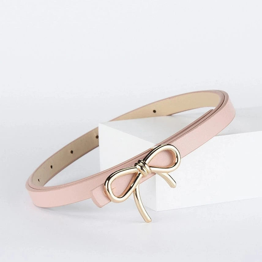 Elegant Pink Bow Buckle Belt for Women - Adjustable Waist Strap for Dresses, Skirts & Jeans - Fashion Accessory for Casual & Formal Outfits