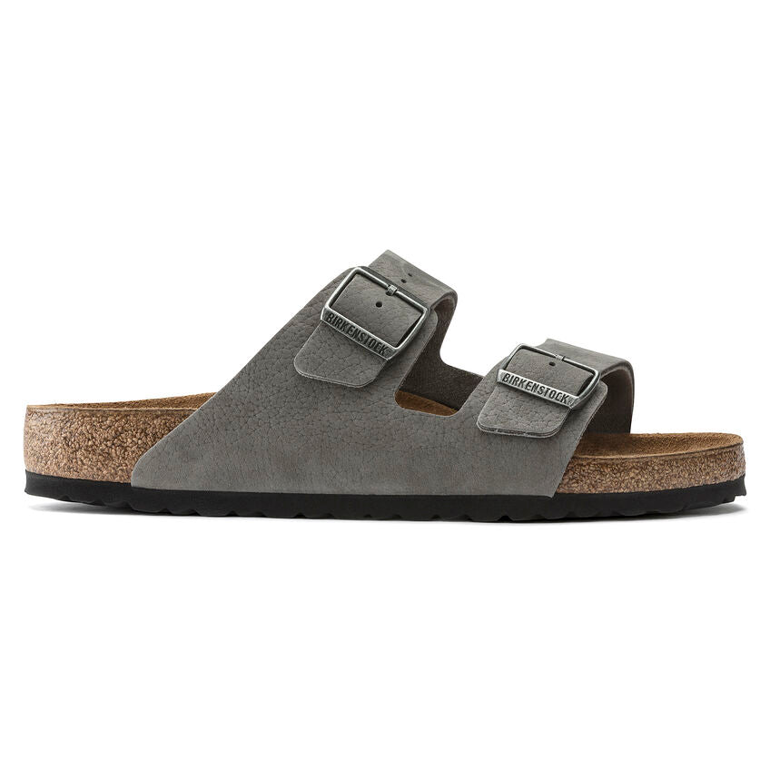 Birkenstock Arizona Nubuck Leather Sandals for Women & Men | Comfortable Cork Footbed Sandals in Desert Buck Whale Gray | Perfect for Beach, Travel & Everyday Wear