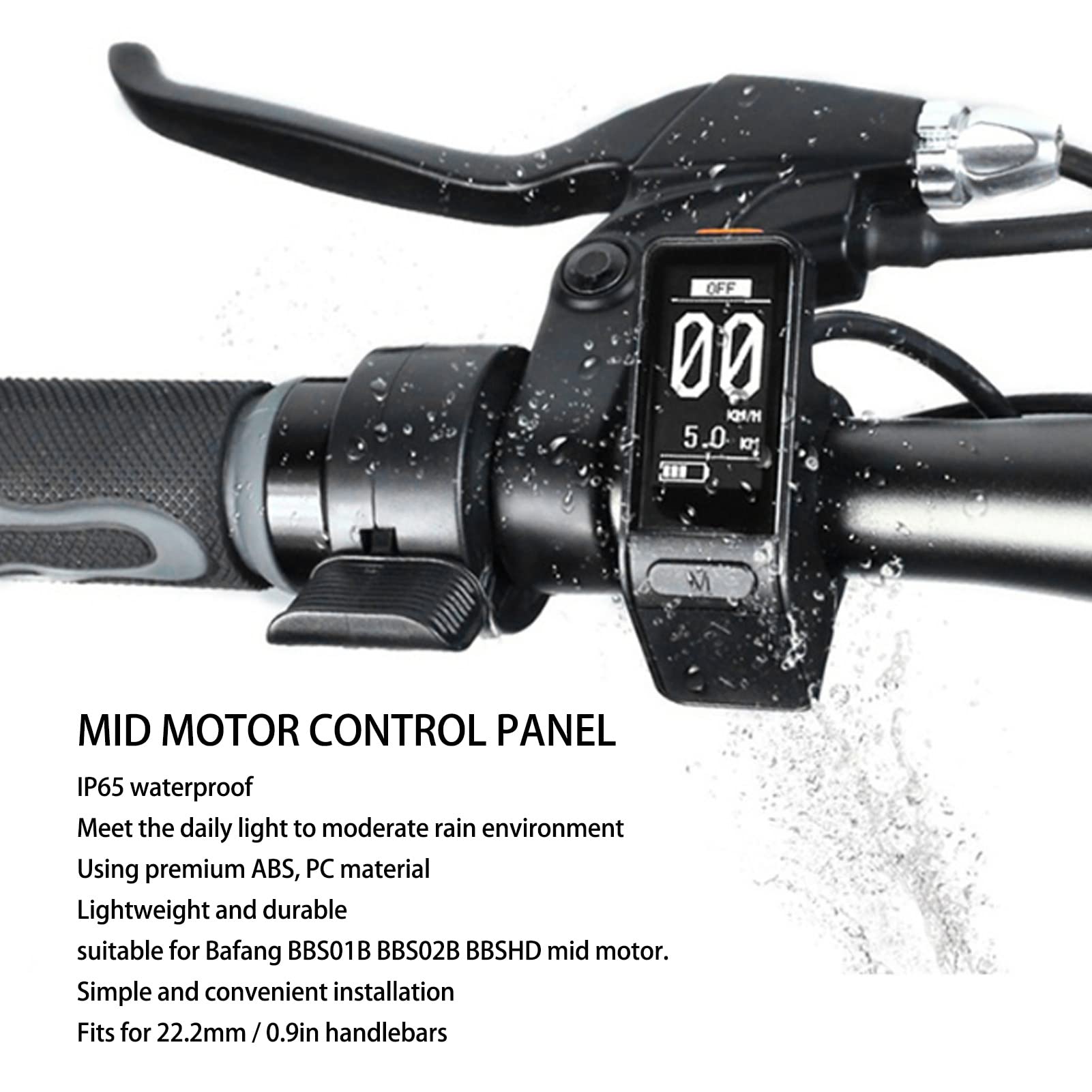 SW102 LCD Display Panel - IP65 Waterproof Electric Control Panel with Data Display for BBS01 BBS02 BBSHD Mid Drive Motors | Perfect for E-Bike Conversion & DIY Electric Bicycle Projects