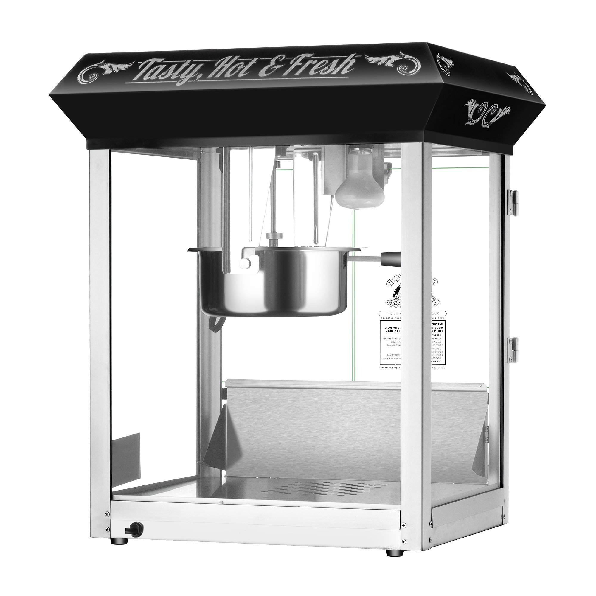 Premium 3-Gallon Countertop Popcorn Machine with 8oz Kettle, Warming Tray & Scoop - Commercial Popcorn Popper for Home Theater, Parties & Snack Bars - Black by Superior Popcorn Company
