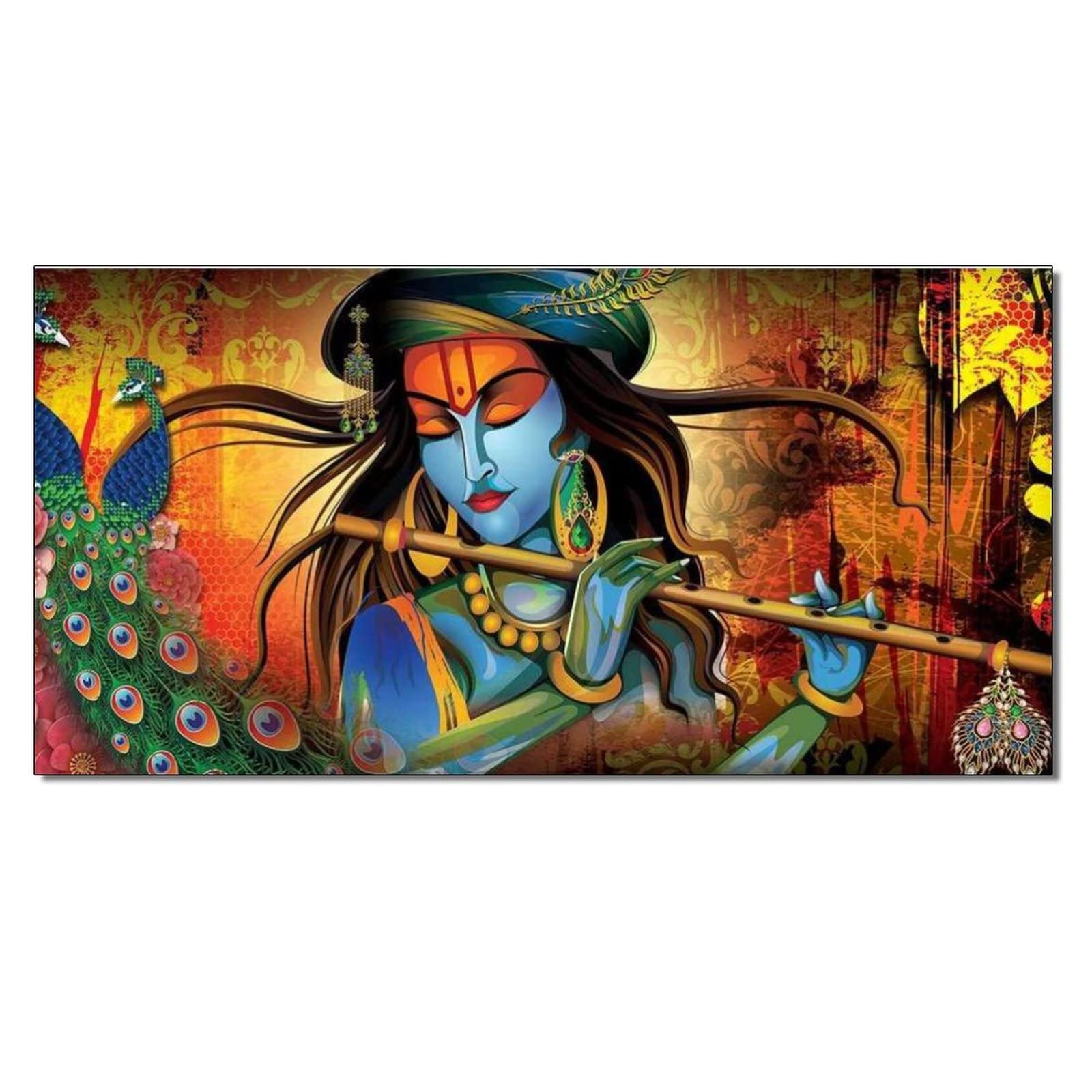 Nordic Abstract Krishna Canvas Painting - Modern Wall Art Decor for Living Room & Bedroom - 24x48 Inch (60x120cm) Framed Poster - Perfect for Meditation Spaces & Yoga Studios