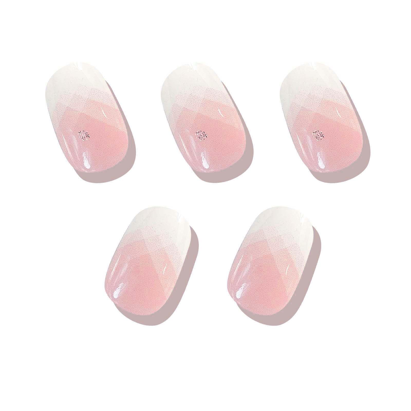 Premium Semi-Cured Gel Nail Strips Kit - 20PCS Salon-Quality DIY UV Gel Nails with Ombre Pink French Tips & Glitter Designs (UV Light Required) - Perfect for Home Manicures, Parties, Weddings & Special Occasions