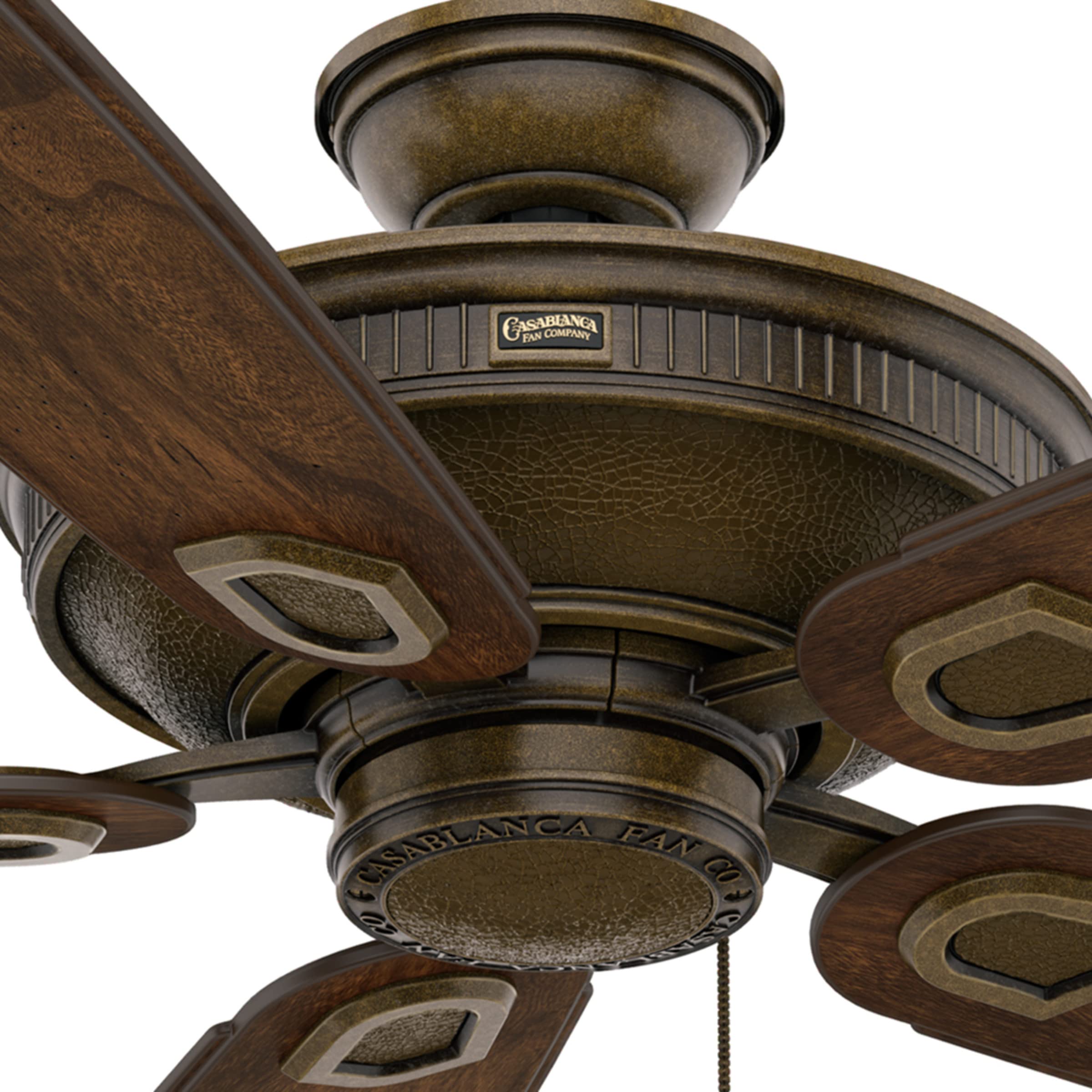 Casablanca Heathridge Indoor Outdoor Ceiling Fan with Pull Chain Control - Perfect for Living Room, Bedroom, Patio & Covered Porch