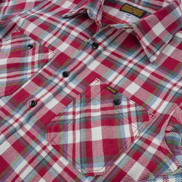 Iron Heart IHSH-371 Ultra Heavy Flannel Work Shirt - Red Crazy Check Plaid for Men | Durable Outdoor & Workshop Shirt for Cold Weather Workwear