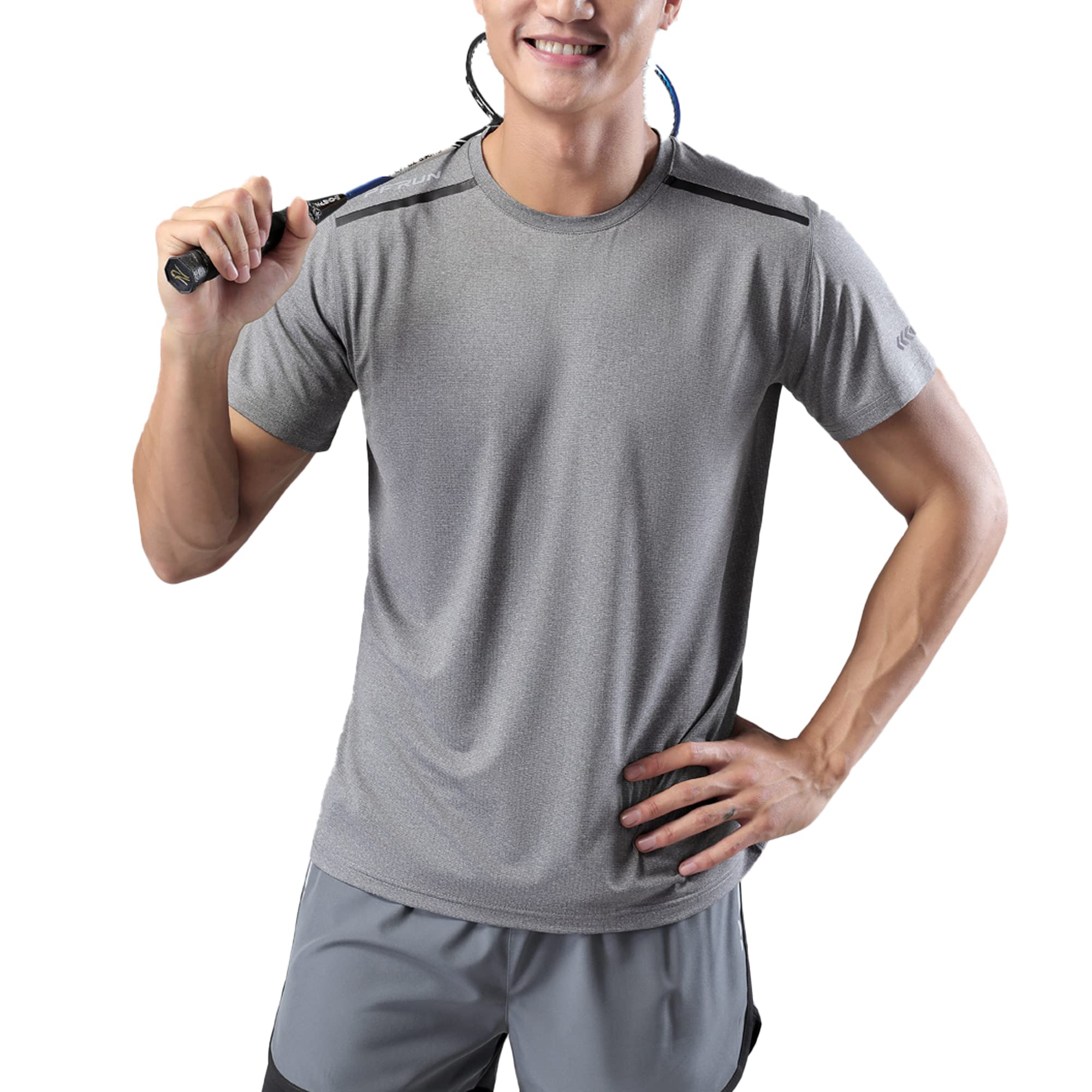 Men's Summer Slim Fit Moisture Wicking Active Athletic Short Sleeve Crew T-Shirt - Lightweight Quick Dry Workout & Running Shirt for Gym, Sports & Outdoor Activities
