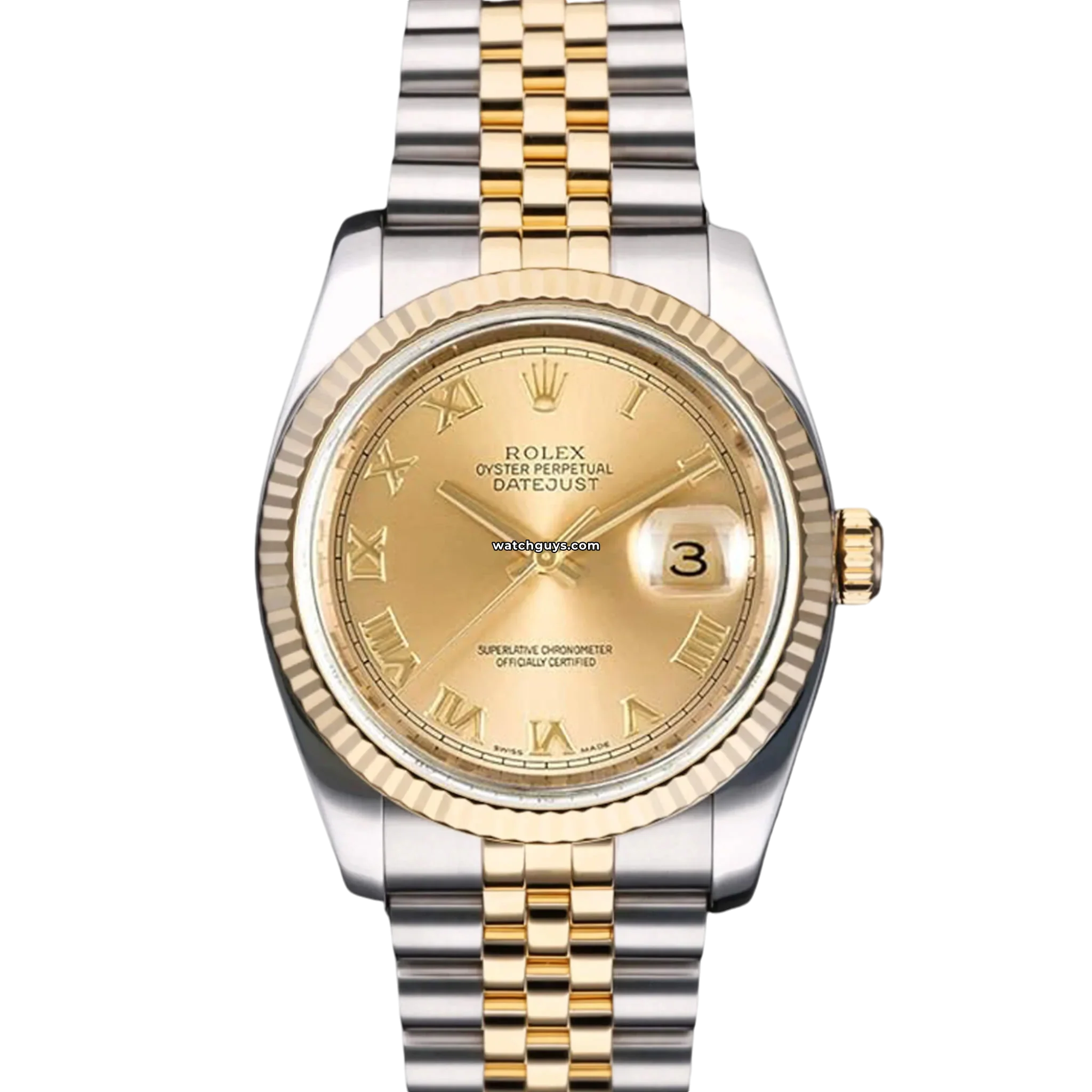 Rolex Datejust 116233 Men's Watch - 36mm Stainless Steel & Gold, Champagne Dial with Roman Numerals, Jubilee Bracelet - Perfect for Business, Formal Events & Luxury Gift Giving