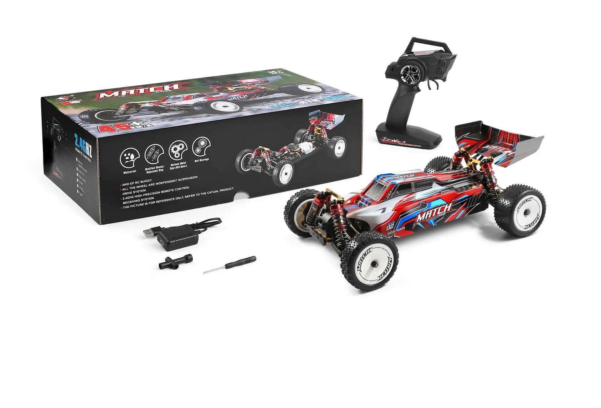 WLToys 104001 1:10 Scale 4WD Off-Road RC Car - Electric Brushed Remote Control Toy Vehicle for Kids - Perfect for Outdoor Play, Backyard Racing & Off-Road Adventures