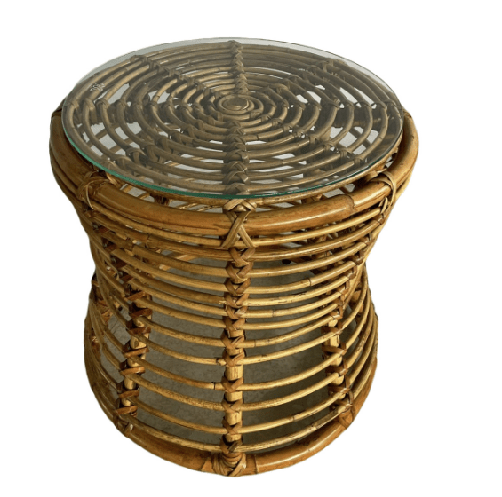 Modern Rattan Side Table with Glass Top - Stylish & Durable End Table for Living Room, Bedroom, or Patio - Perfect for Coffee, Books, or Decor