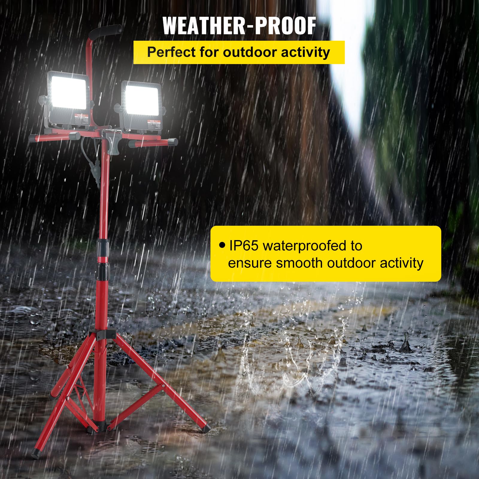 VEVOR 2PCS 10000 Lumen Dual-head LED Work Light with Adjustable Tripod Stand (27.6