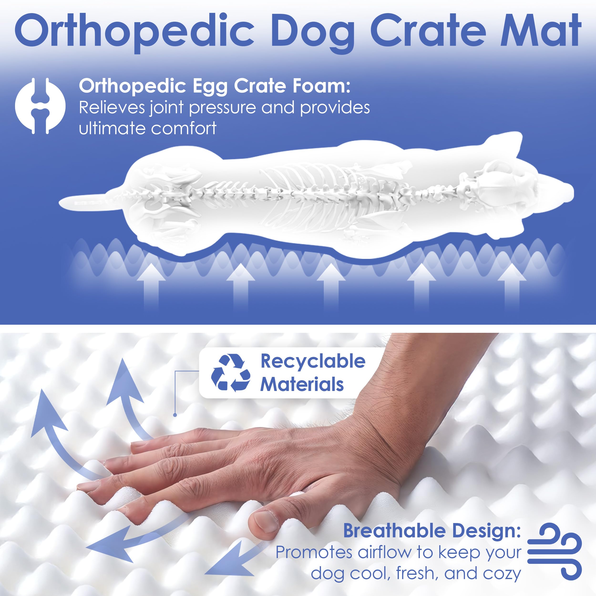 Orthopedic Memory Foam Dog Crate Bed with Washable Cover & Non-Slip Bottom - AKC Certified for Joint Pain Relief - Breathable & Durable Pet Bed 24x19 Inches Gray - Perfect for Kennels, Crates & Elderly Dogs with Arthritis