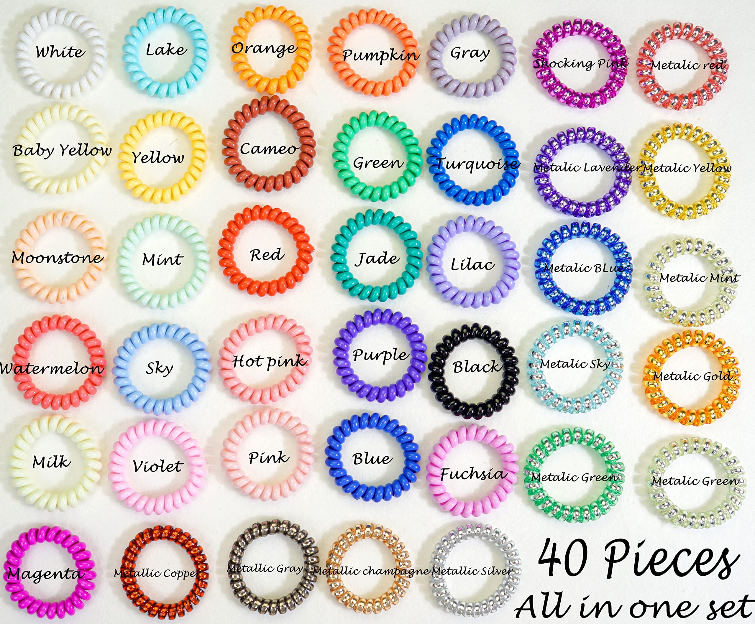 JOYOYO 40 Pack Spiral Hair Ties - No Crease, Waterproof Hair Coils for Women & Girls - Perfect for Workouts & Daily Use