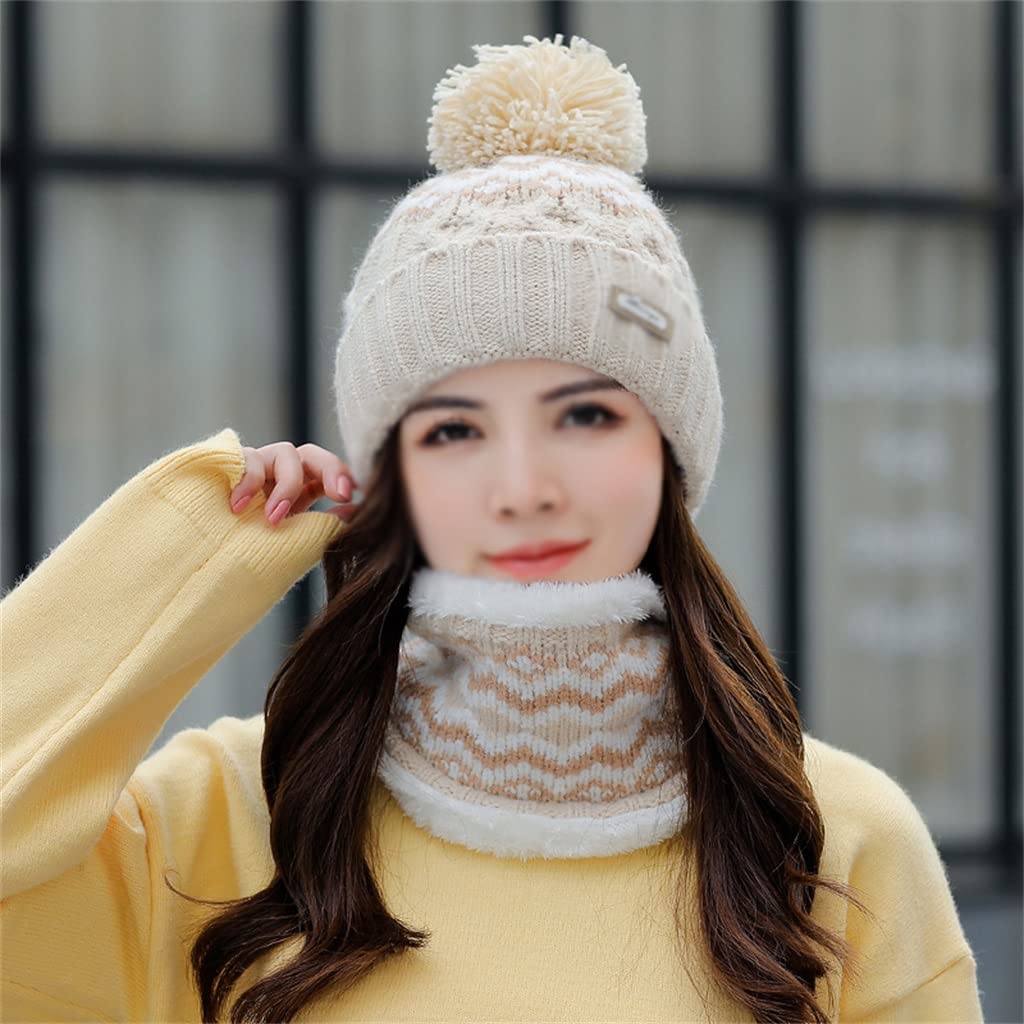 Women's Cute Velvet Winter Hat and Scarf Set - Warm Knitted Beanie & Scarf Combo for Cold Weather (One Size, Color C) | Perfect for Snow Days, Outdoor Activities & Fashion Accessories