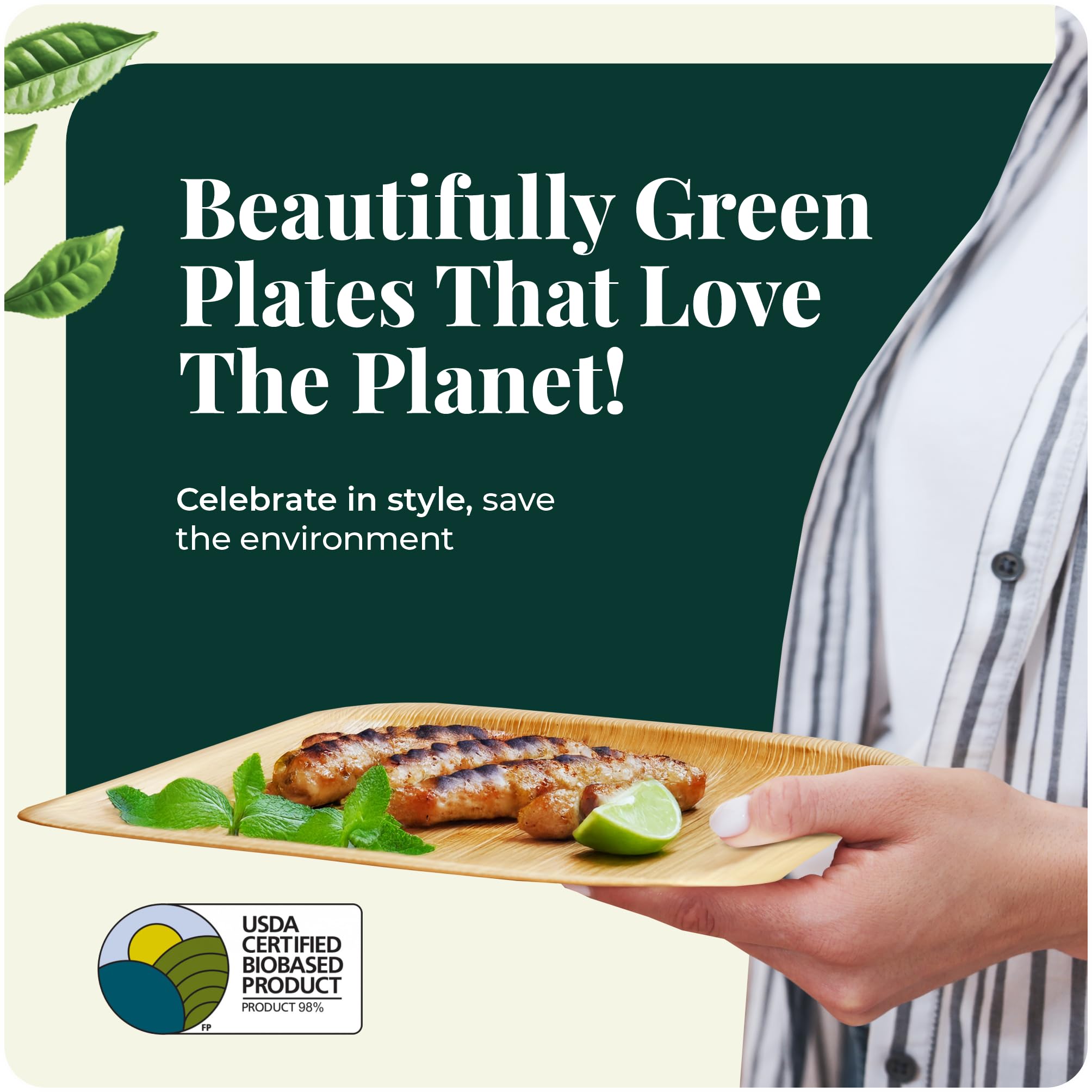 Eco-Friendly 2.5 Inch Square Palm Leaf Sushi Plates - 100 Pack Biodegradable Disposable Party Dishes | Elegant Bamboo Alternative to Plastic/Wood Plates | Perfect for Sushi Parties, Picnics & Sustainable Events