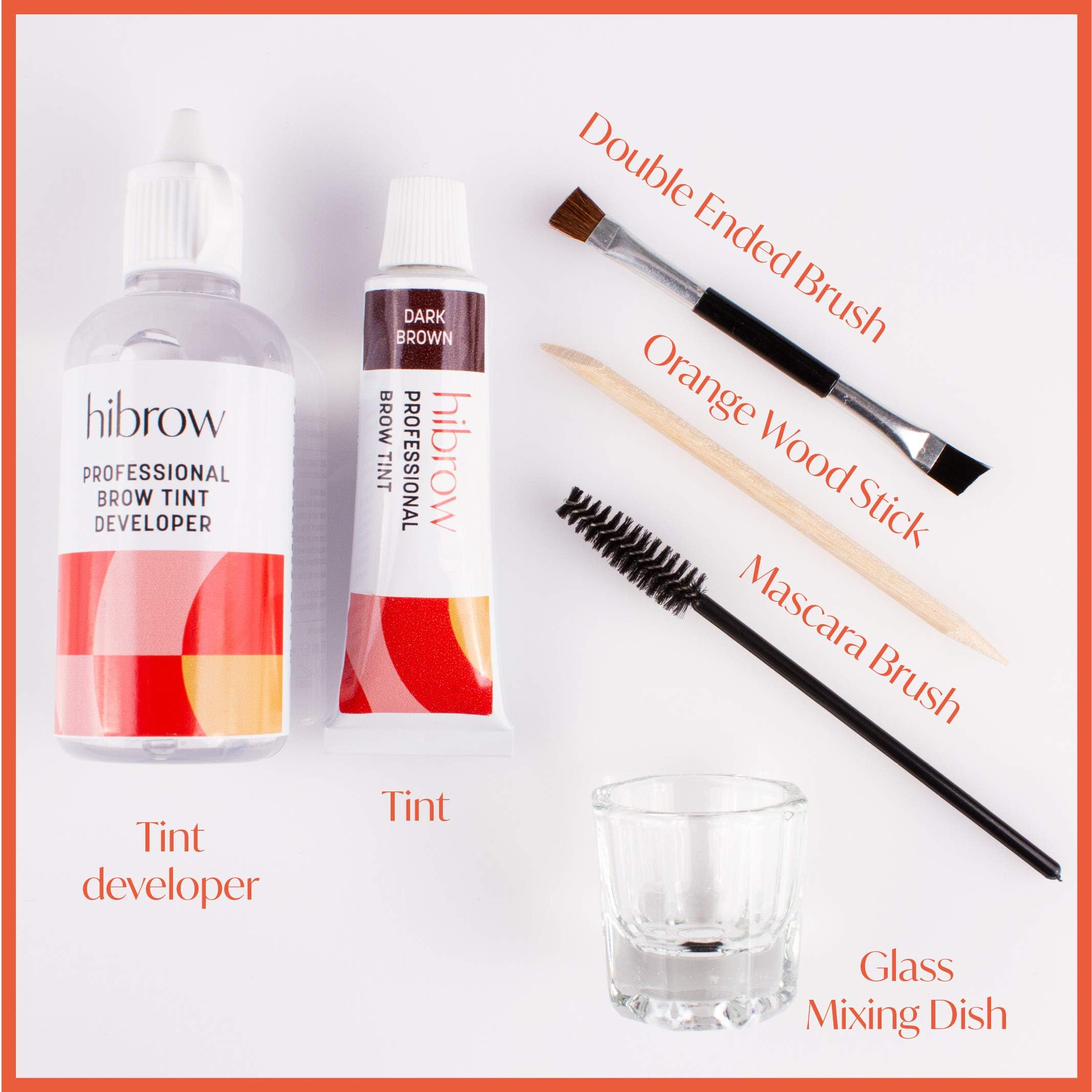 Professional Eyebrow Tinting Kit - Dark Brown Eyebrow Dye with Developer, Mixing Dish & Tools - 15ml Tint + 50ml Developer, Dual-End Brush, Mascara Wand - DIY Salon-Quality Brows at Home for Perfect Eyebrow Shaping & Enhancement