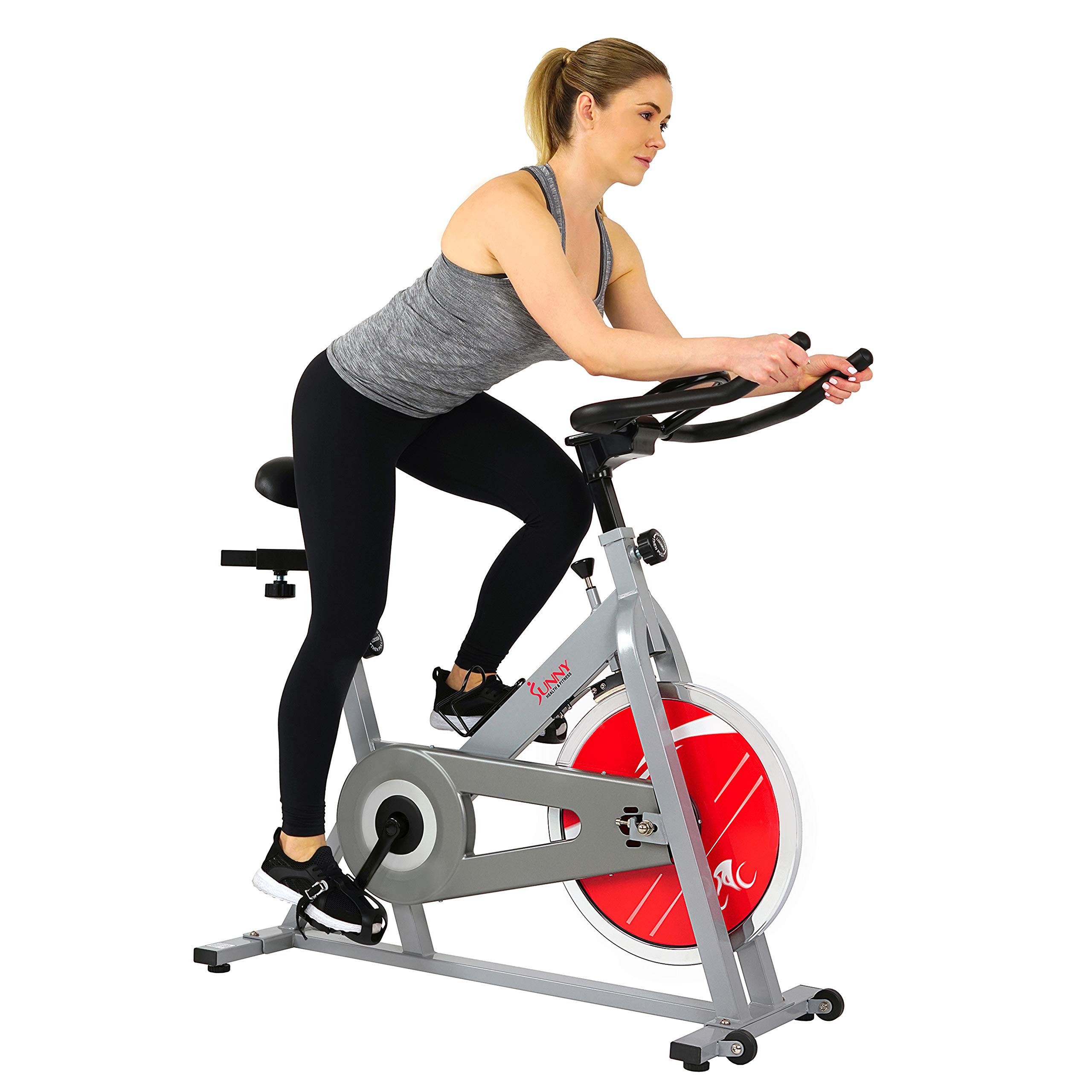 Sunny Health & Fitness Stationary Indoor Cycling Bike - Adjustable Seat & Resistance for Home Workouts | Perfect for Cardio, Weight Loss & Indoor Training