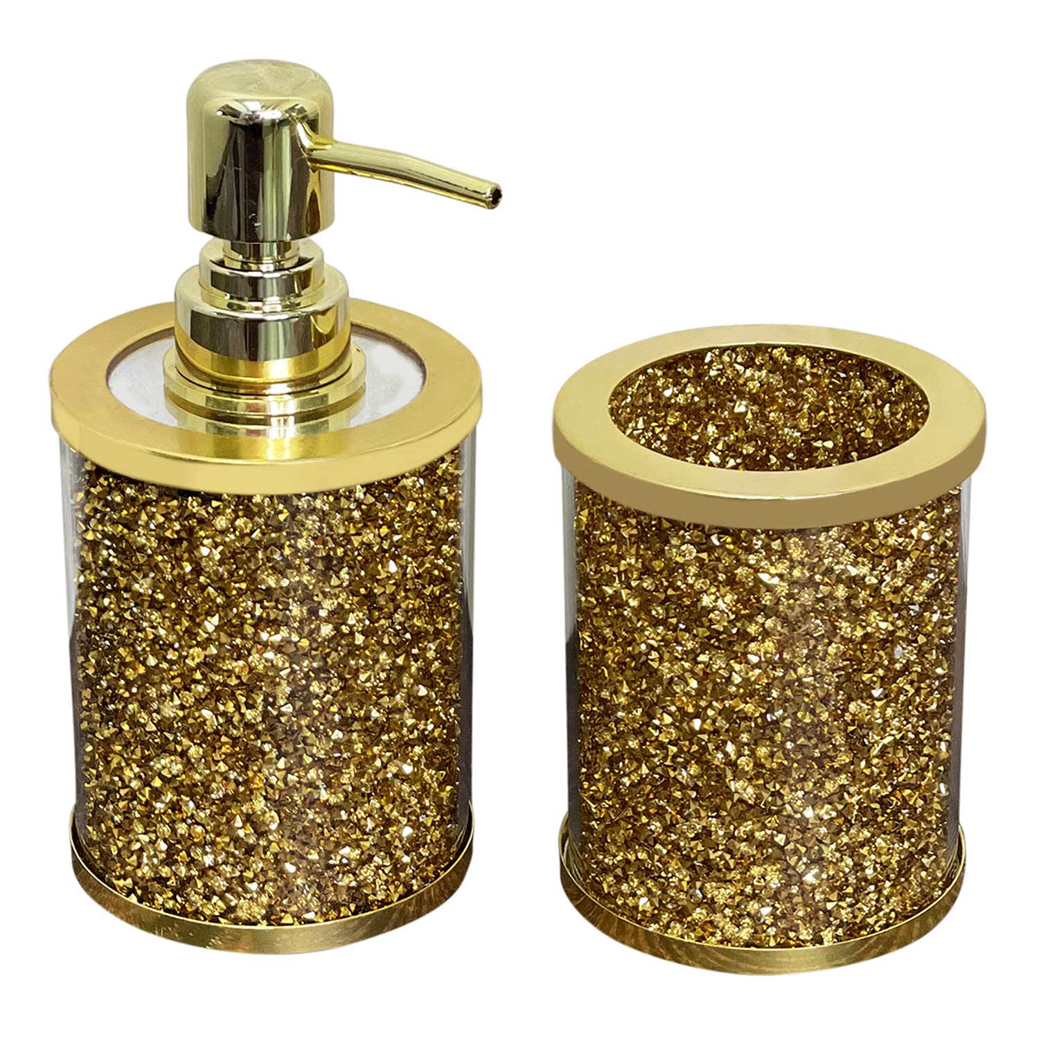 Ambrose Exquisite 2-Piece Soap Dispenser and Toothbrush Holder Set - Bathroom Organizer with Gift Box - Perfect for Home, Hotel, and Spa Decor