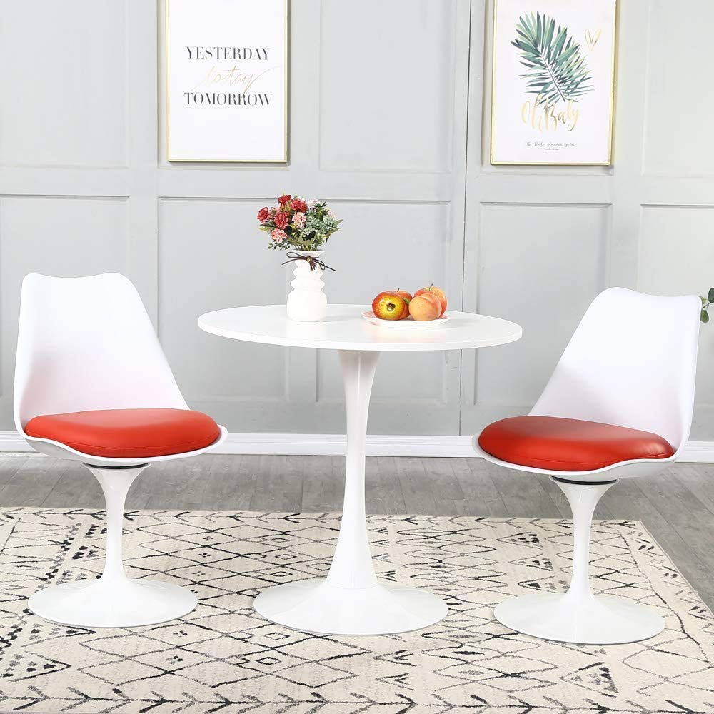 Modern Round White Pedestal Dining Table - 31.5