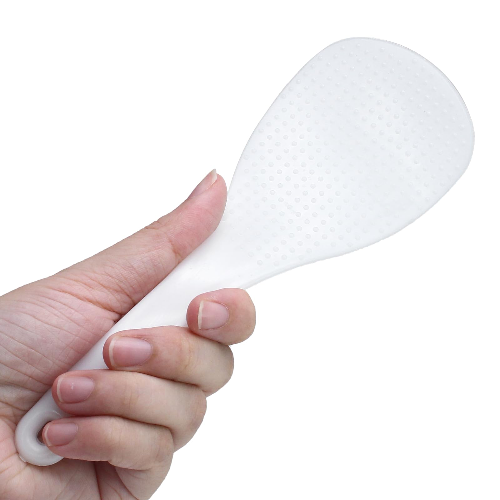 Vonty 2-Pack 7.5 Inch White Plastic Rice Paddle Spoons - Perfect for Cooking, Serving Rice & Stirring in Non-Stick Pans