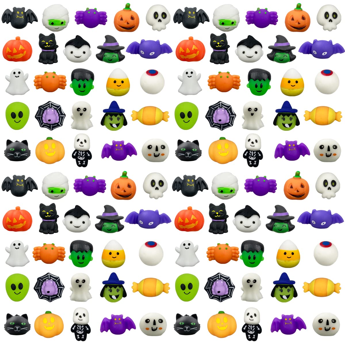 Anditoy 100 PCS Halloween Mochi Squishy Toys for Kids Party Favors & Treat Bags - Stress Relief & Party Gifts