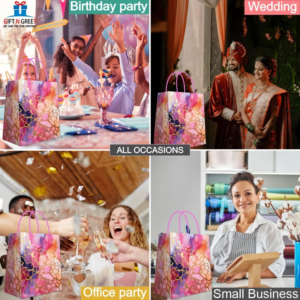 Premium Matte Marble Party Favor Bags - 15x9x19cm Small Gift Bags for Weddings, Birthdays & Holidays (Pack of 5) | Elegant Party Decor & Present Wrapping Solution