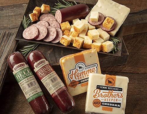 Premium Burgers' Smokehouse Sausage & Cheese Gift Box Set - Artisanal Smoked Sausages and Aged Cheeses - Perfect for Holidays, Corporate Gifts, and Family Gatherings