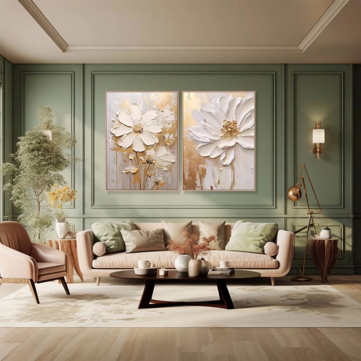 2-Piece Flower and Tree Painting Set #FT169 - Perfect for Home Decor, Wall Art, and Gift Ideas