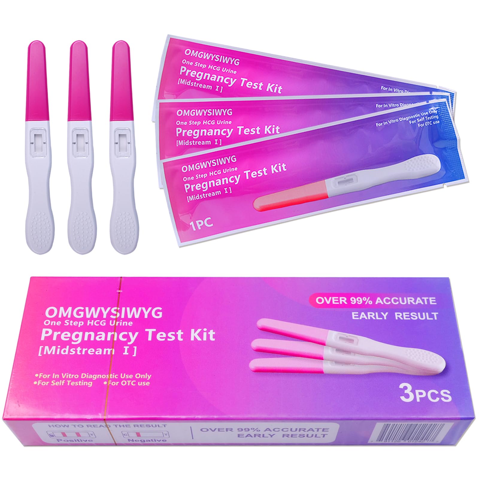 Early Detection Pregnancy Test Kit - 99% Accurate HCG Level Test for Women, 3 Individually Wrapped Sticks | Home Fertility Testing for Trying to Conceive & Missed Periods